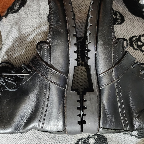 POLO RALPH LAUREN BUCKLE LUG LEATHER BOOT MEN 8.5 WOMEN 10.5 BLACK - Picture 14 of 14